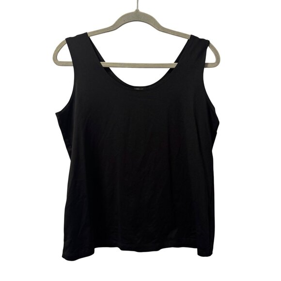 Chicos Black Sleeveless Tank Top Womens Size L Stretch Nylon Blend Shirt - Picture 1 of 12